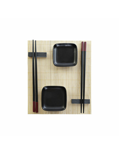 Set de Sushi DKD Home Decor Negru Natural Metal Bambus Gresie Oriental 30 x 40 cm 27,8 x 17,8 x 3 cm (7 Piese) (27,8 x 1...