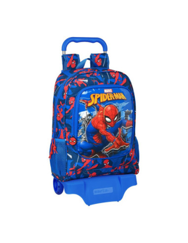 Ghiozdan cu Roți Spiderman Great Power Roșu Albastru (32 x 42 x 14 cm)